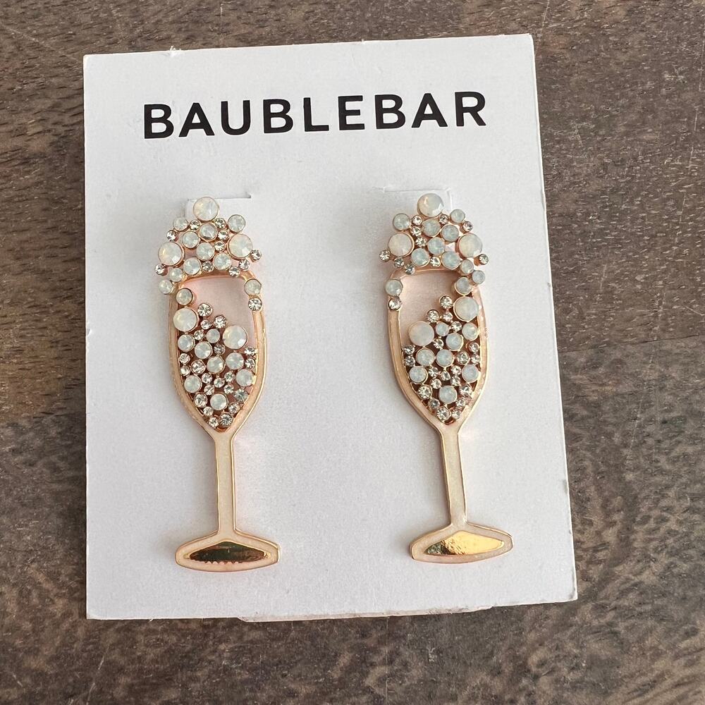 New Baublebar Champagne Glass Jewel Studded Stud Post Statement Fun Earrings